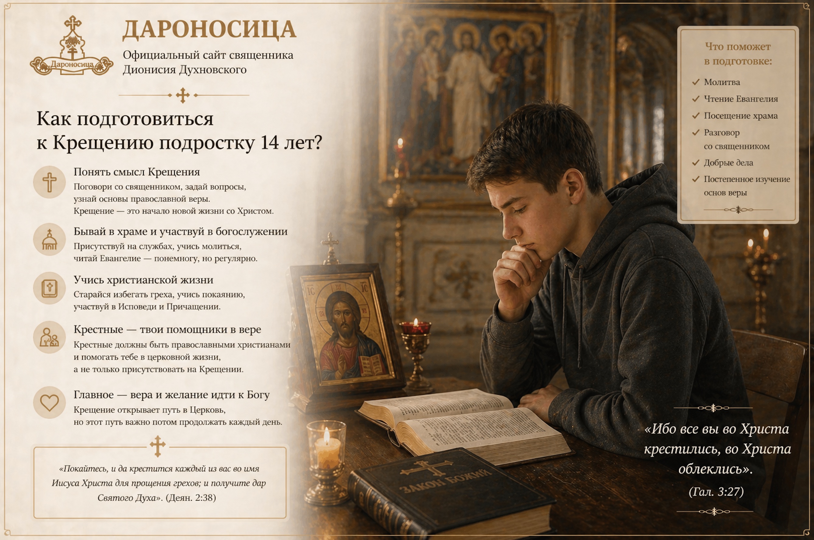 Иллюстрация к ответу: Как подготовиться к Крещению подростку 14 лет?