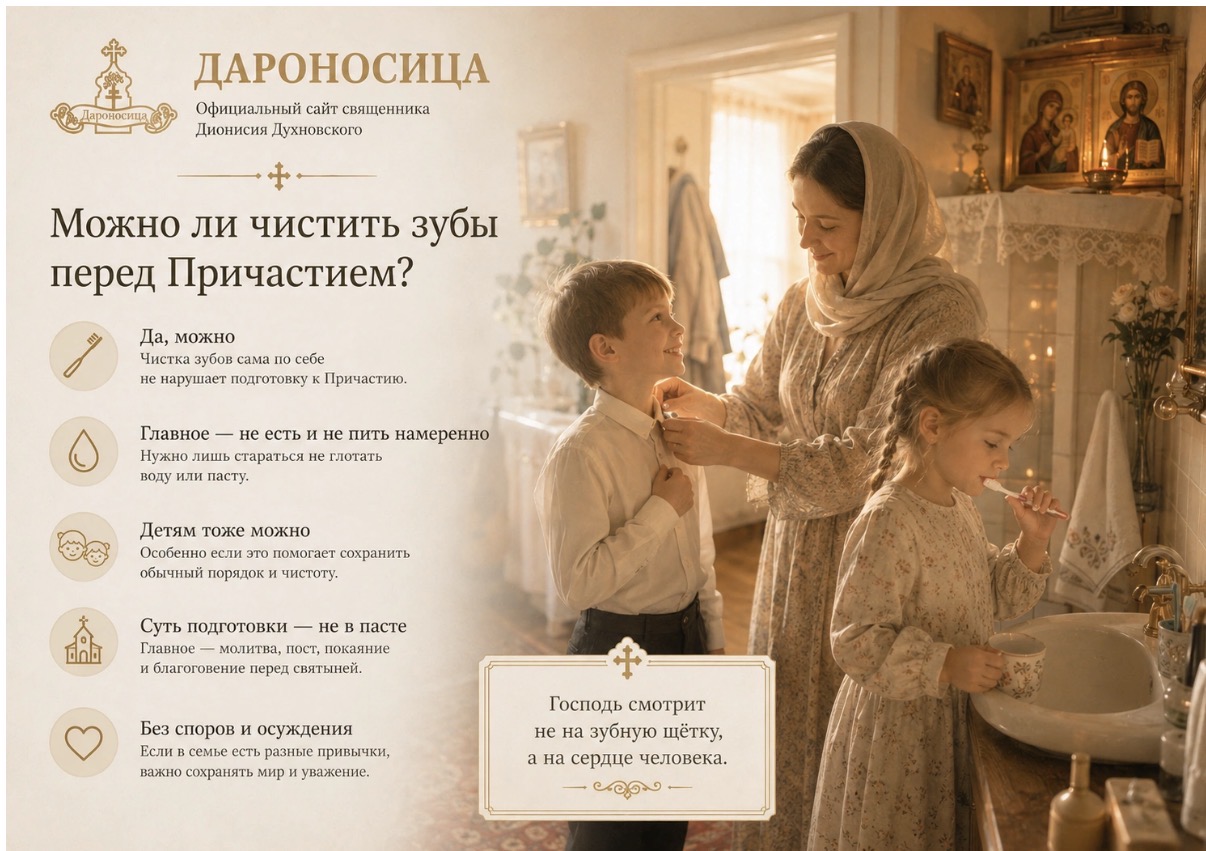 Иллюстрация к ответу: Можно ли чистить зубы перед Причастием?