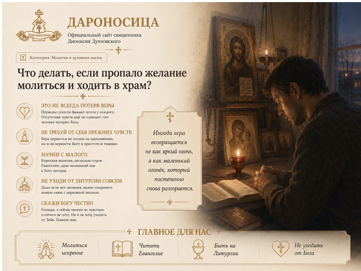 Иллюстрация к ответу: Что делать, если пропало желание молиться и ходить в храм?