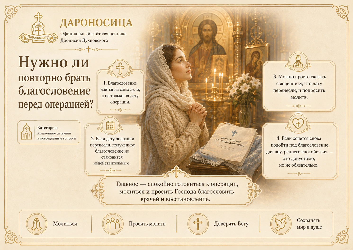 Иллюстрация к ответу: Нужно ли повторно брать благословение перед операцией?